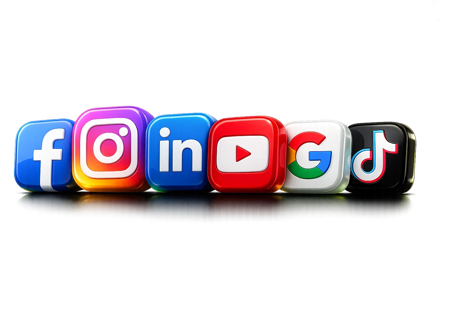 Facebook, Instagram, LinkedIn, YouTube, Google e TikTok